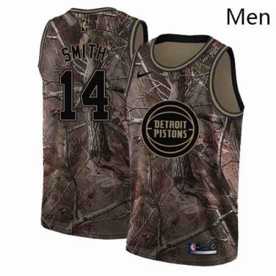 Mens Nike Detroit Pistons 14 Ish Smith Swingman Camo Realtree Collection NBA Jersey